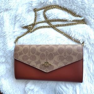 COACH 72795 Envelope Chain Wallet Signature Canvas